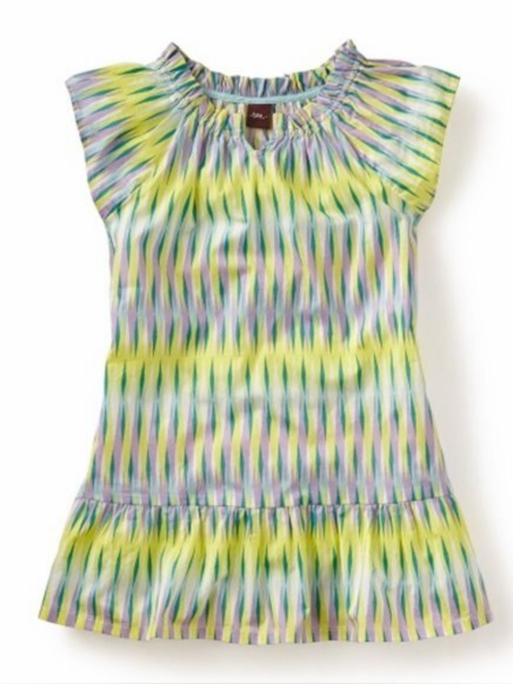 Tea Collection Yellow Geometric Print Ruffle Hem Dress size 2